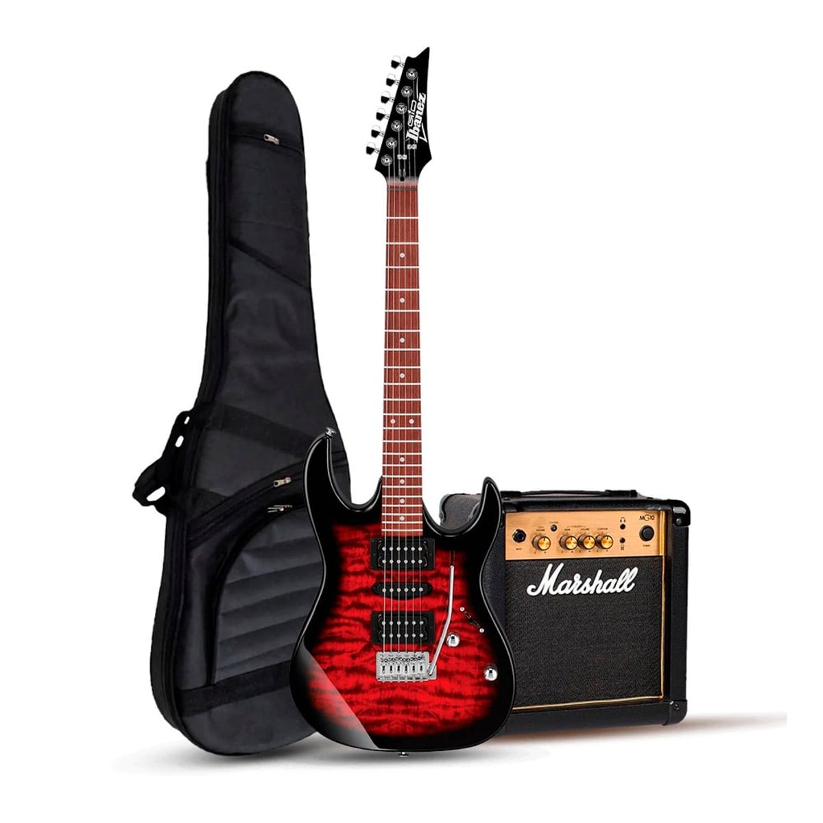 IBANEZ - GIO GRX70QA TRASPARENT RED BURST - MARSHALL 10W
