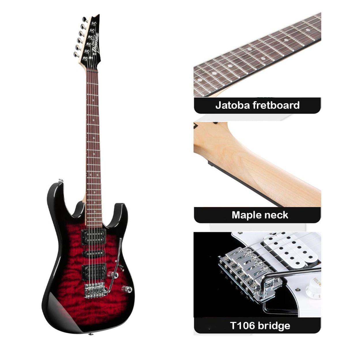 IBANEZ - GIO GRX70QA TRASPARENT RED BURST - MARSHALL 10W