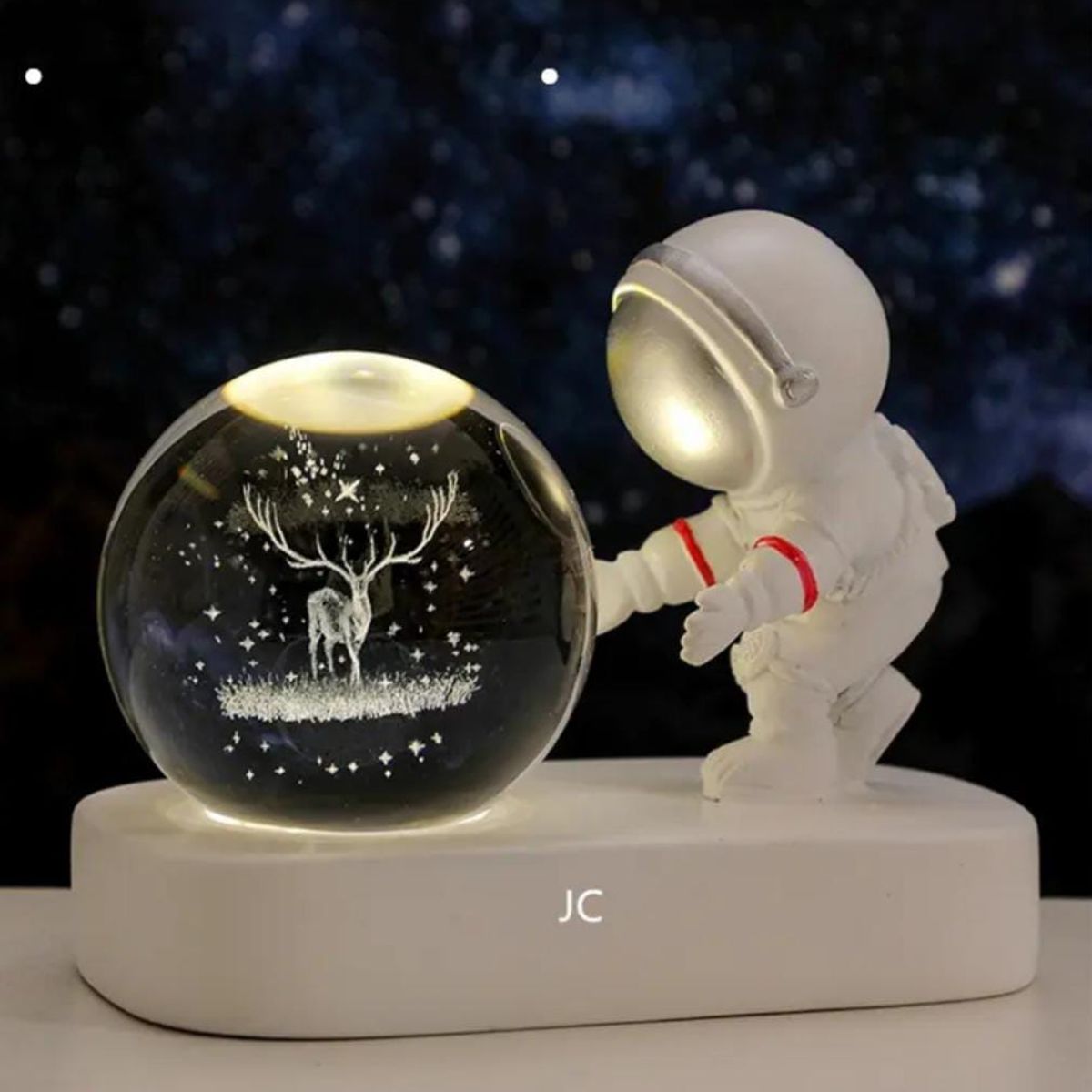GENERICO - ESFERA CRISTAL 3D LÁMPARA MESA LUZ LED ASTRONAUTA ADORNO DECORATIVO