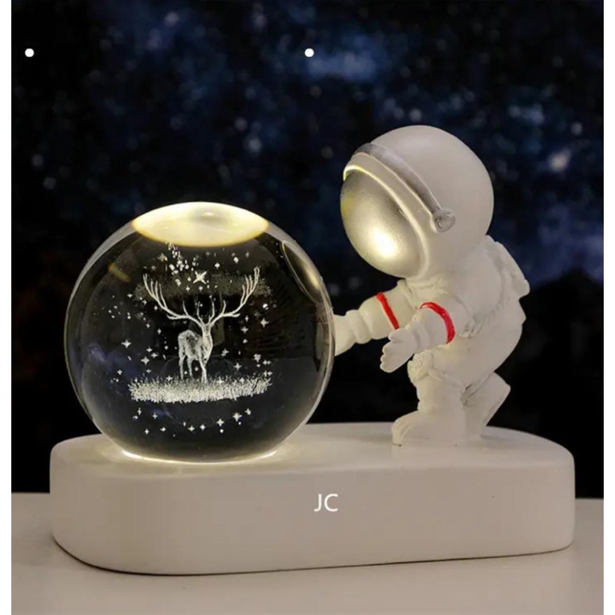 GENERICO - ESFERA CRISTAL 3D LÁMPARA MESA LUZ LED ASTRONAUTA ADORNO DECORATIVO