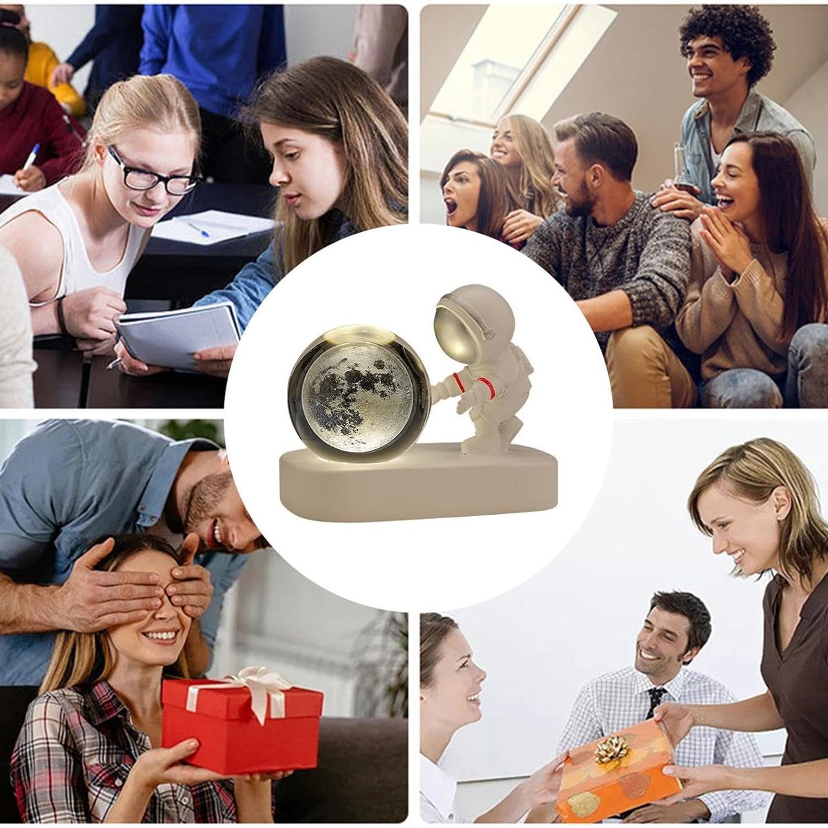 GENERICO - ESFERA CRISTAL 3D LÁMPARA MESA LUZ LED ASTRONAUTA ADORNO DECORATIVO