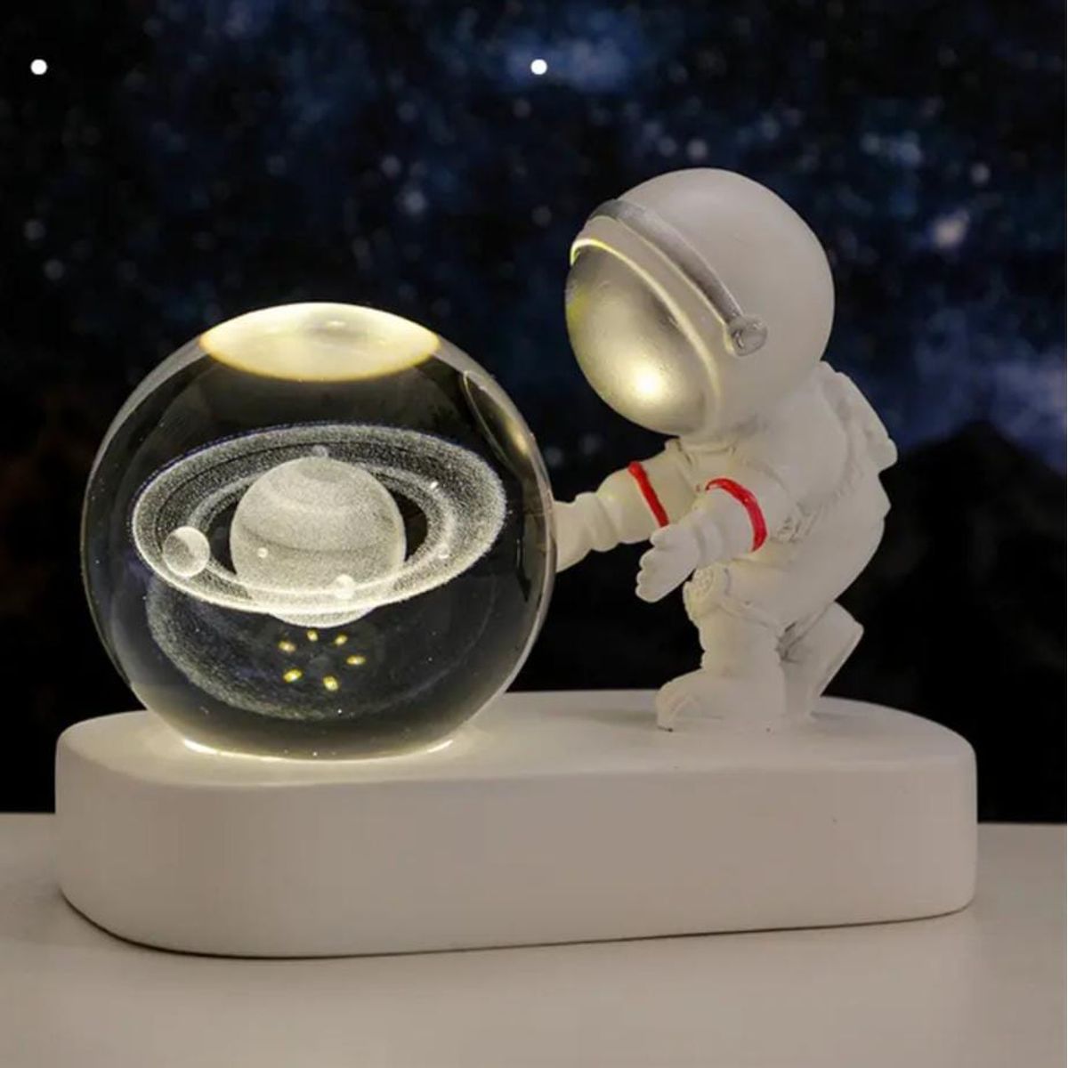 GENERICO - ESFERA CRISTAL 3D LÁMPARA MESA LUZ LED ASTRONAUTA ADORNO DECORATIVO