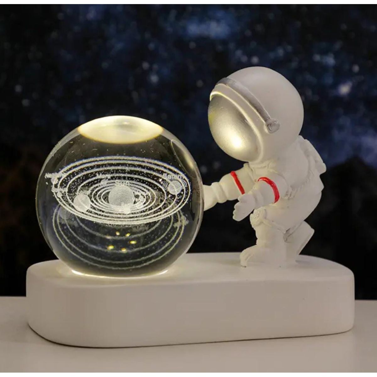 GENERICO - ESFERA CRISTAL 3D LÁMPARA MESA LUZ LED ASTRONAUTA ADORNO DECORATIVO