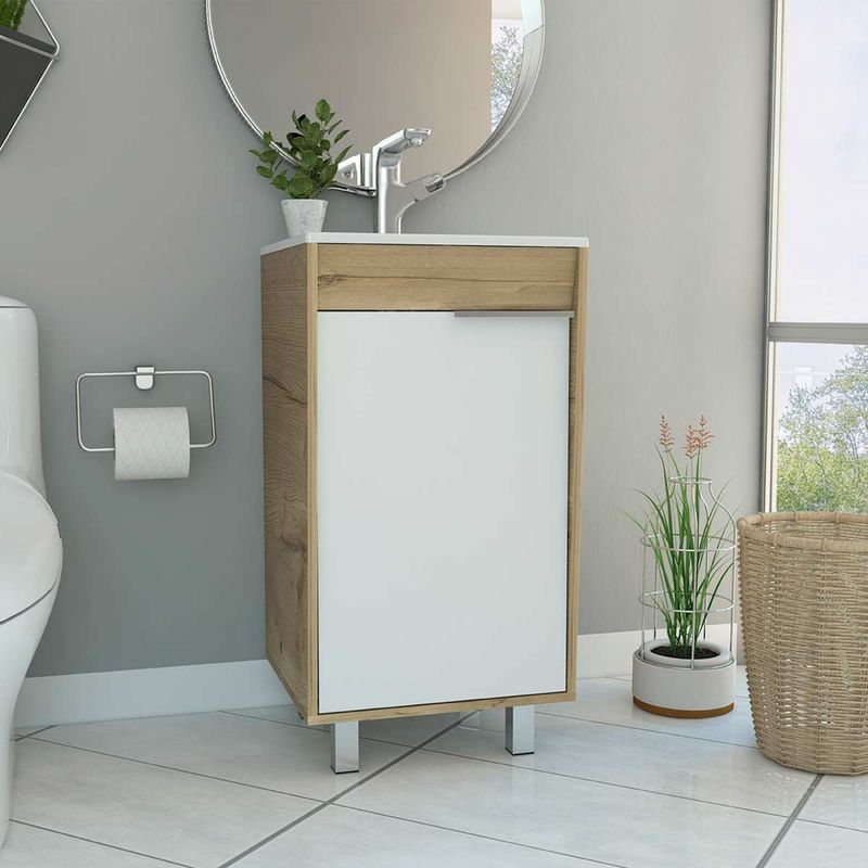 GENERICO - MUEBLE LAVAMANOS TORONTO 45 BLANCO-DUNA - ENVÍO ARMADO Y MELAMINA 18mm