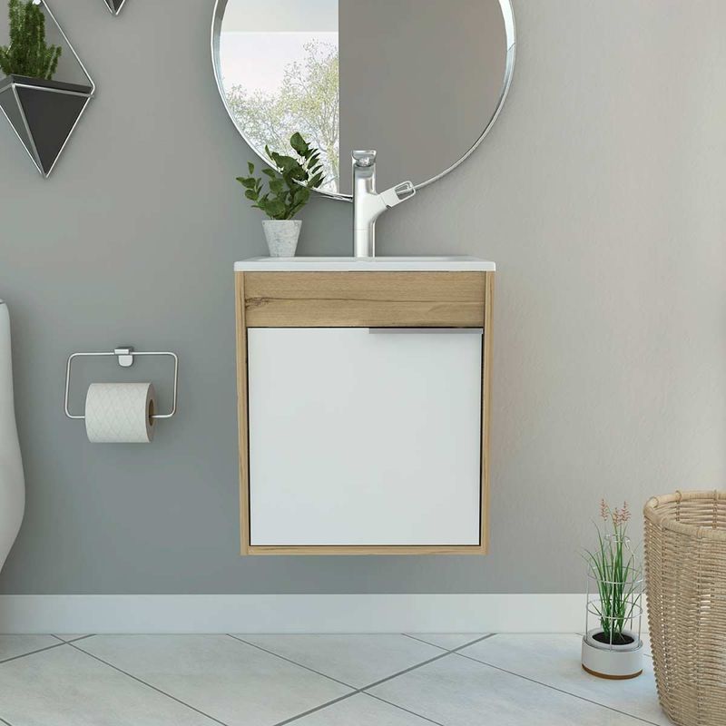 GENERICO - MUEBLE LAVAMANOS TORONTO 46  BLANCO-DUNA  - ENVÍO ARMADO Y MELAMINA 18mm