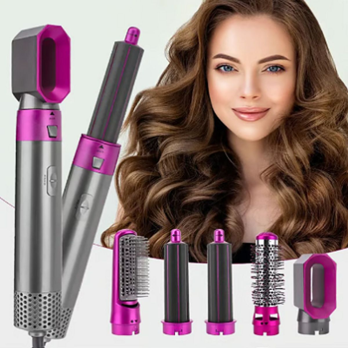 GENERICO - Peine Cabello Cepillo Secador 5 en 1 Alisador Rizador Multifuncional