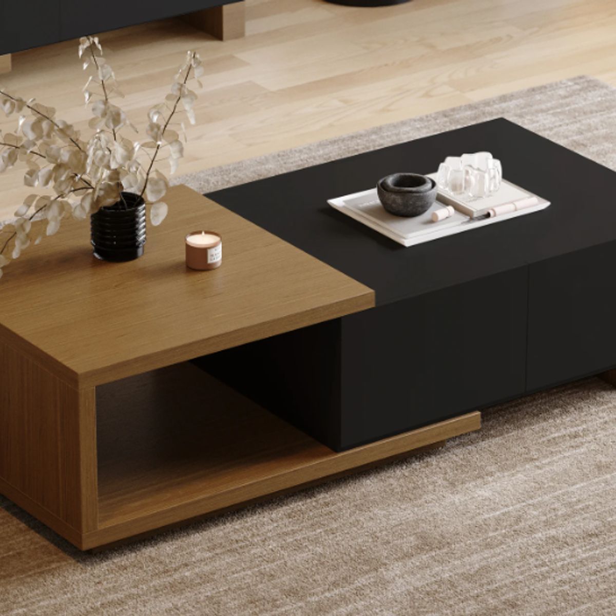 GENERICO - Mesa de Centro Rass - Marrón y Negro