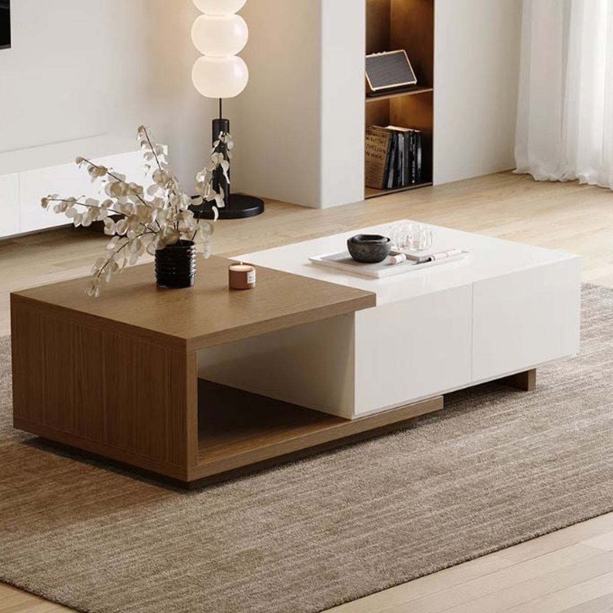 GENERICO - Mesa de Centro Rass - Marrón y Blanco