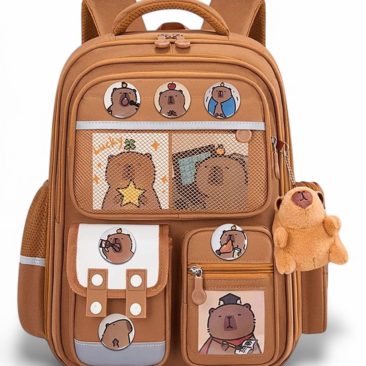 GENERICO - Mochila Escolar Capibara Multifuncional Impermeable T Oficio Marron