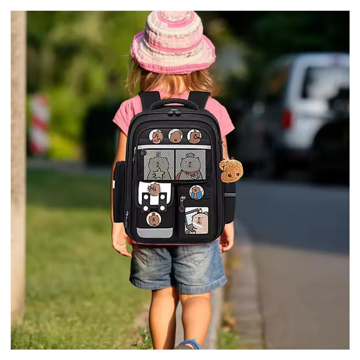 GENERICO - Mochila Escolar Capibara Multifuncional Impermeable T Oficio Negro