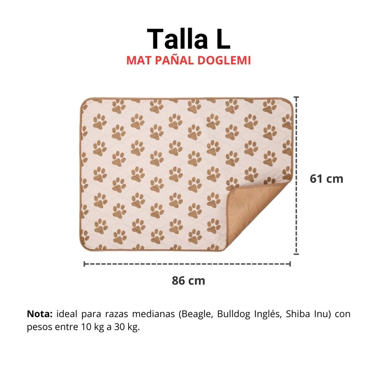 GENERICO - Tapete Reusable Mat Pañal DOGLEMI Mascotas L 86 x 61cm