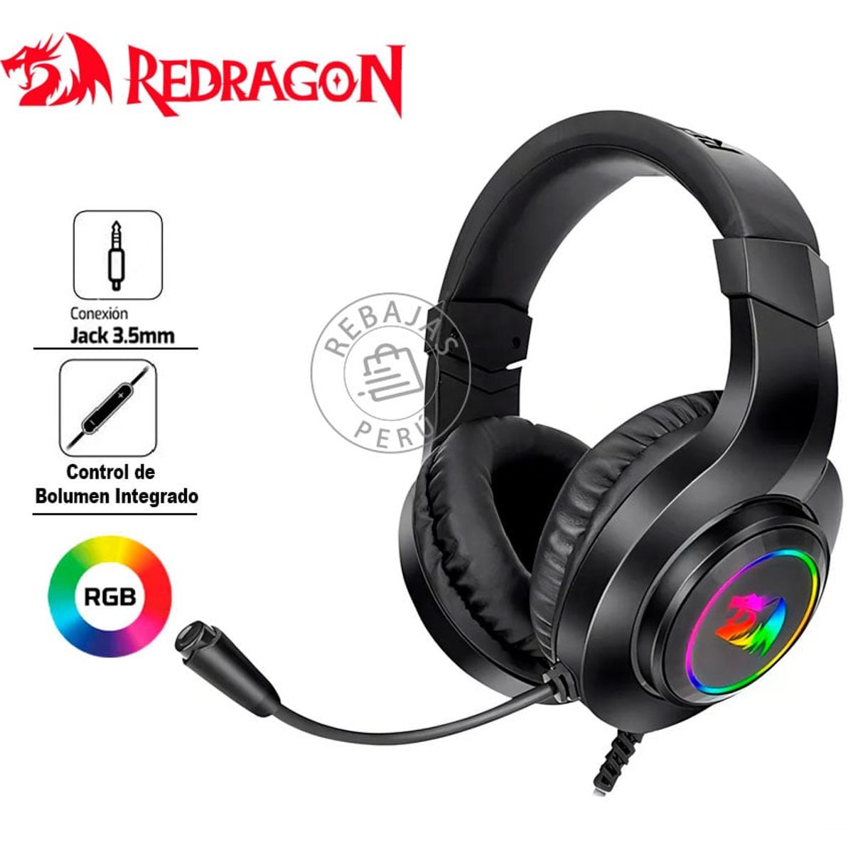 REDRAGON - Auriculares Redragon Hylas H260-RGB  Sonido Envolvente con Micrófono