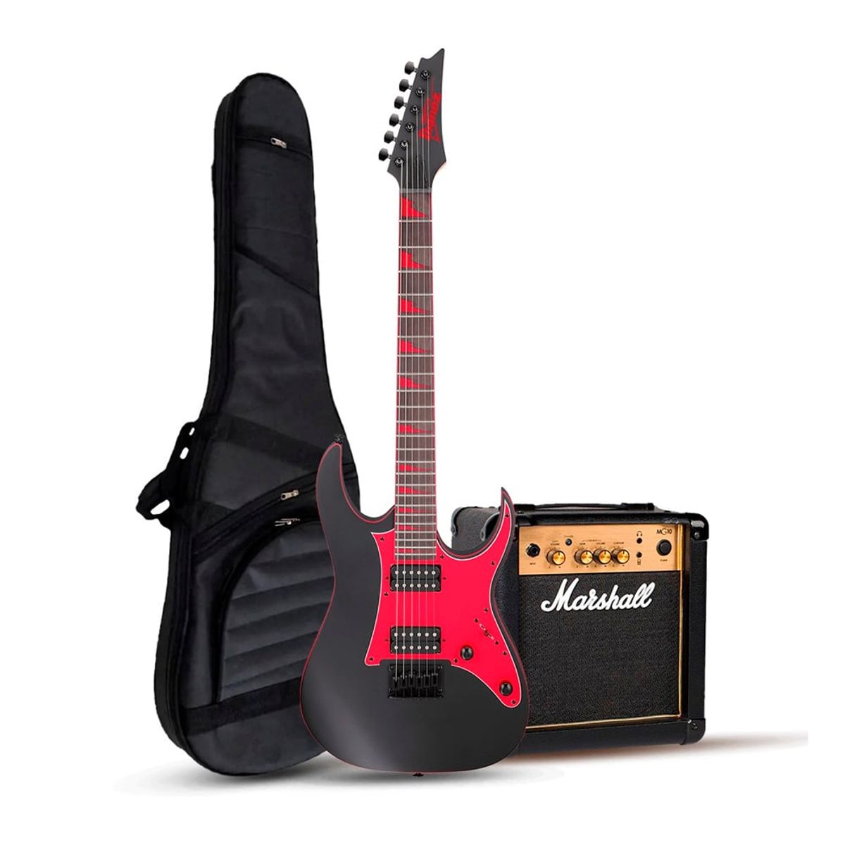 IBANEZ - GIO GRG131DX BLACK FLAT - MARSHALL 10W