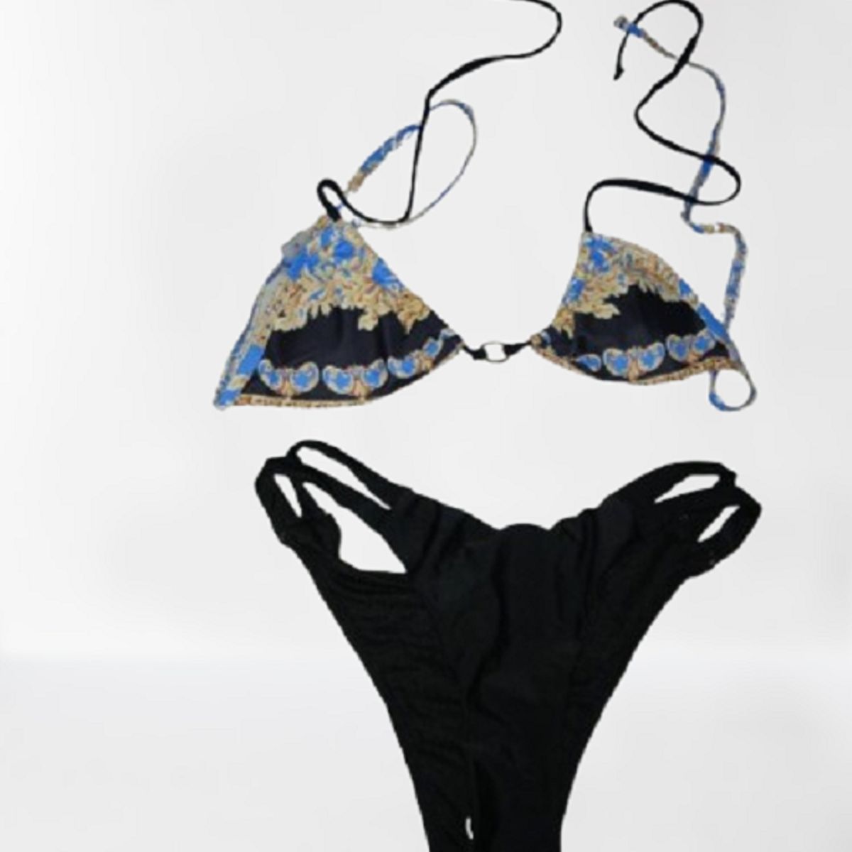GENERICO - BIKINI ESTAMPADO AZUL MUJER TRES PIEZAS TALLA MEDIUM