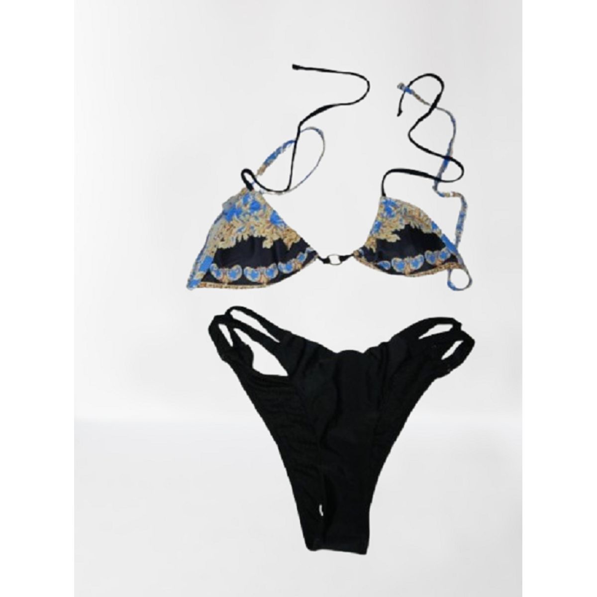 GENERICO - BIKINI ESTAMPADO AZUL MUJER TRES PIEZAS TALLA MEDIUM