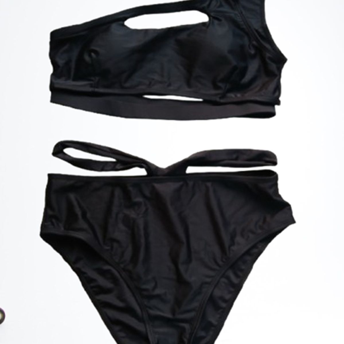 GENERICO - BIKINI DOS PIEZAS ASIMETRICO NEGRO TALLA MEDIUM