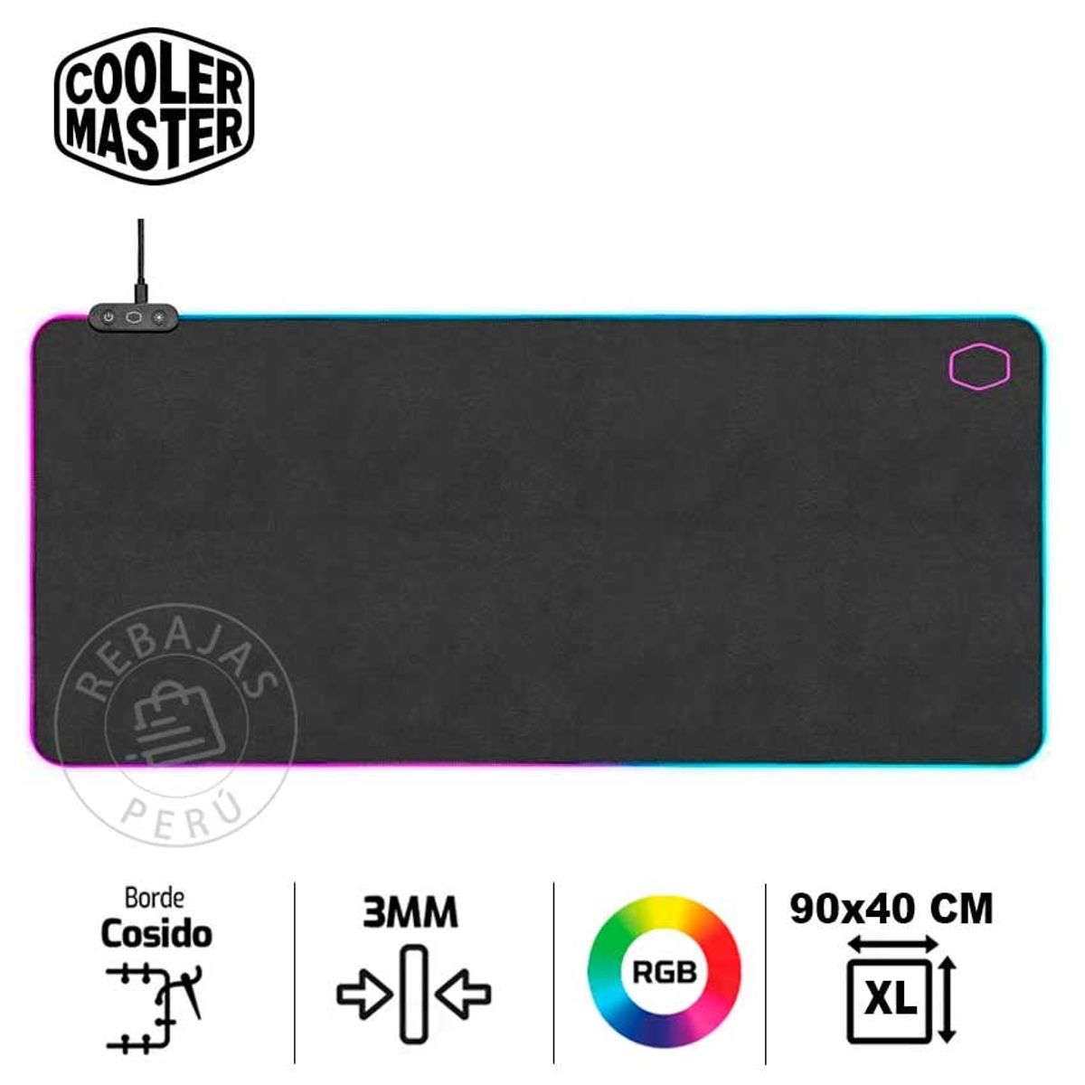 COOLER MASTER - Cooler Master MP751 XL RGB Mousepad 900mm Tejido Cordura Iluminación