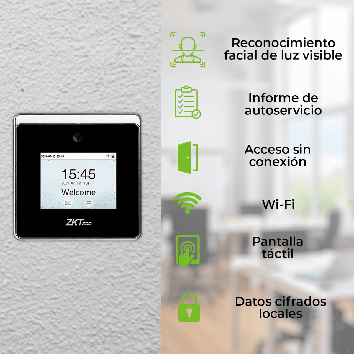 ZKTECO - CONTROL ASISTENCIA Y CONTROL DE ACCESO RECONOCIMIENTO FACIAL HORUS-TL2