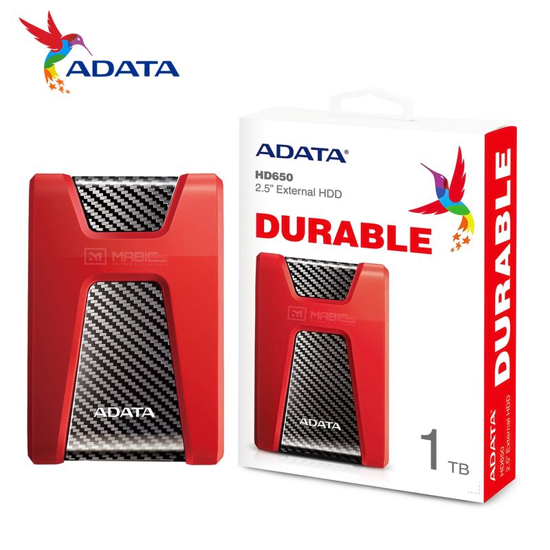 ADATA - Disco Sólido Externo Adata HD650 1TB - Rojo - Portátil