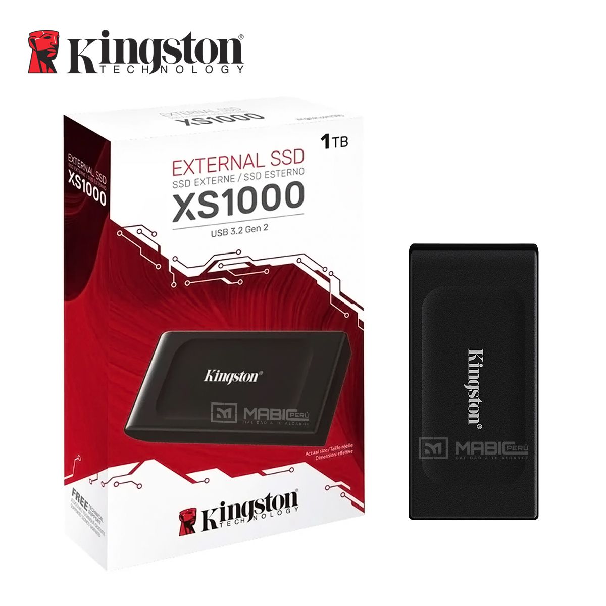 KINGSTON - Disco Sólido Externo Kingston XS1000 1TB - Negro - Portátil