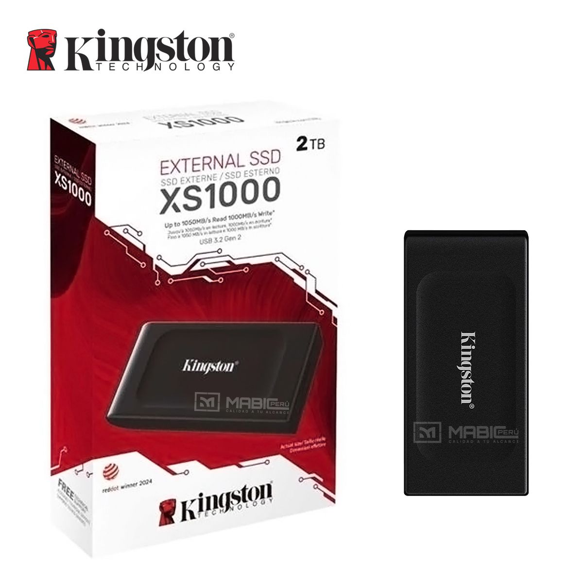 KINGSTON - Disco Sólido Externo Kingston XS1000 2TB - Negro - Portátil