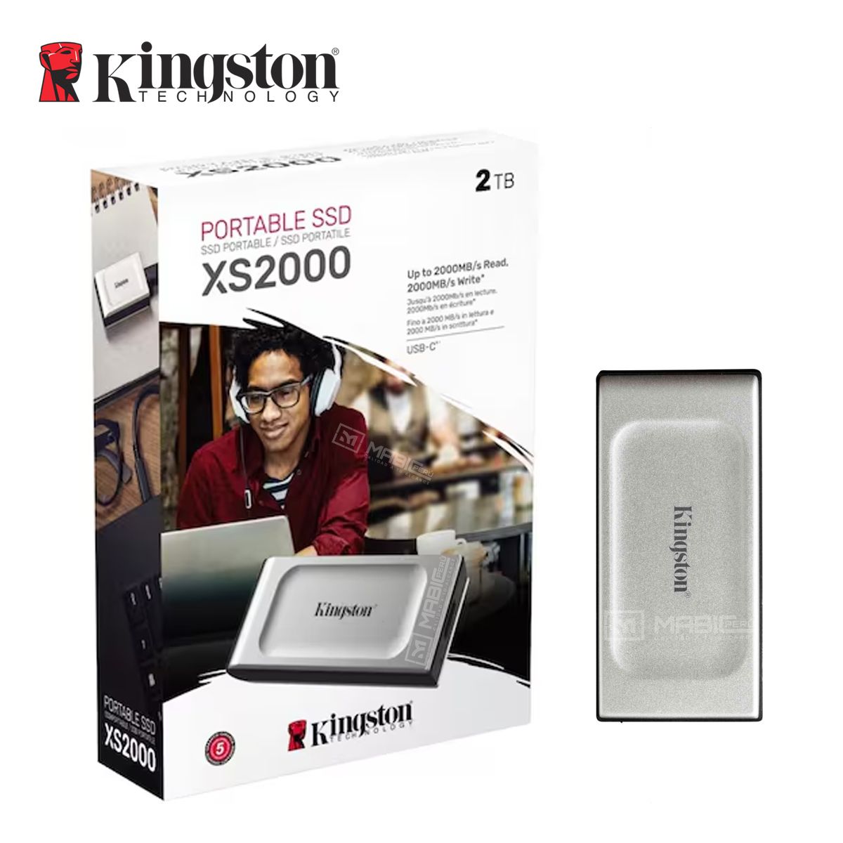 KINGSTON - Disco Sólido Externo Kingston XS2000 2TB - Plata - Portátil