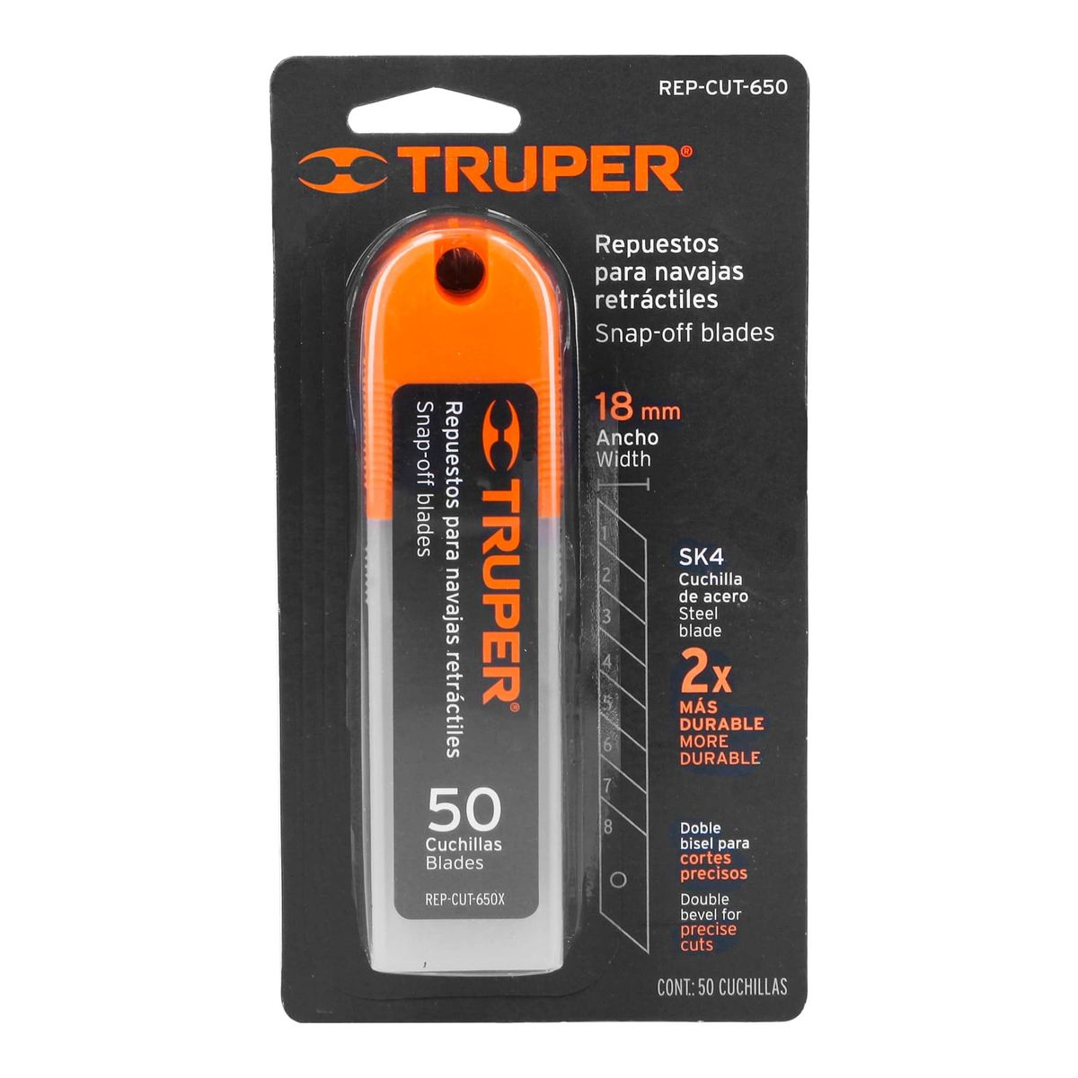 TRUPER - Cuchilla Cutter Hoja de 18mm Acero SK4 x 50 Uni 100101 Truper