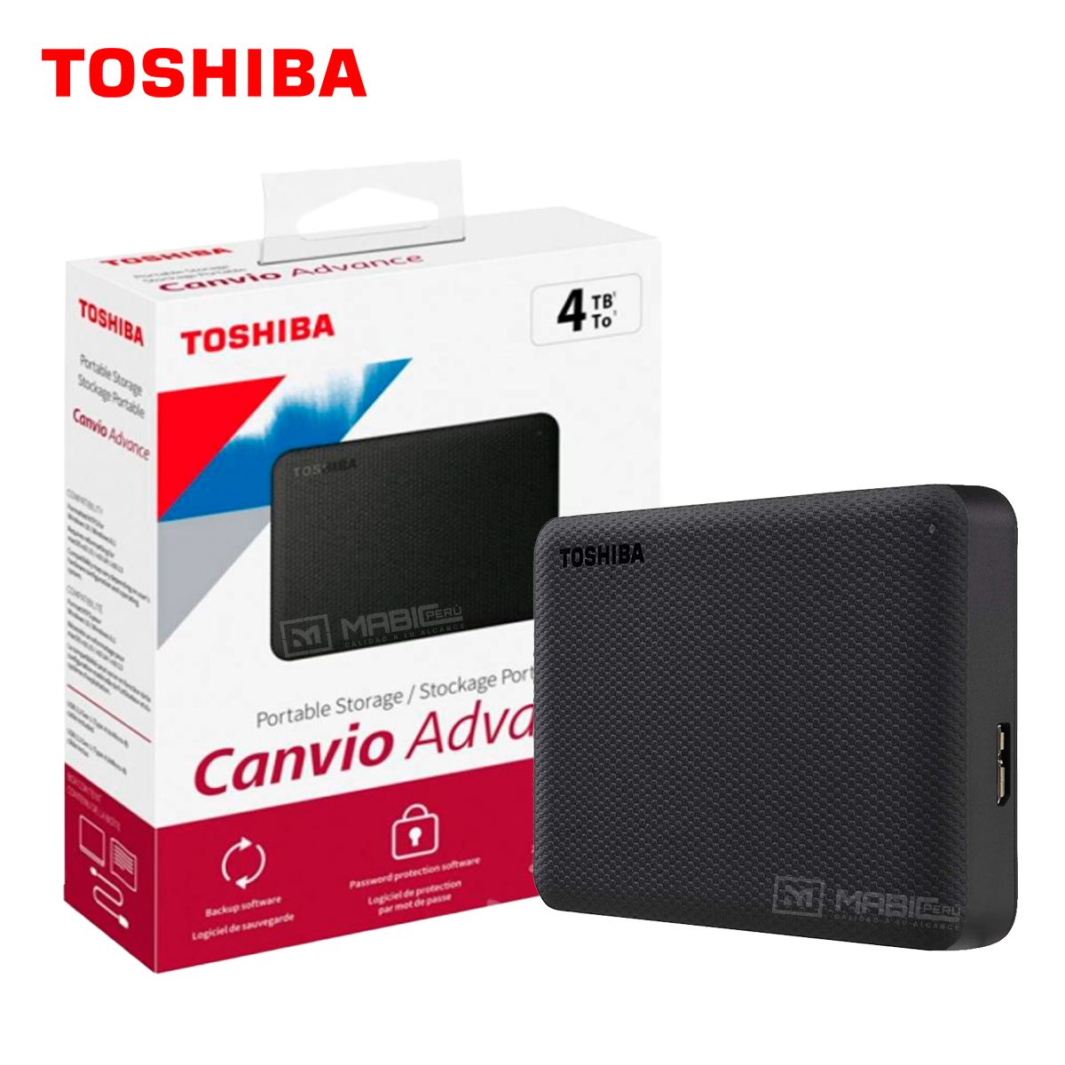 TOSHIBA - Disco Duro Externo Toshiba Canvio Advance 4TB - Negro - Portátil