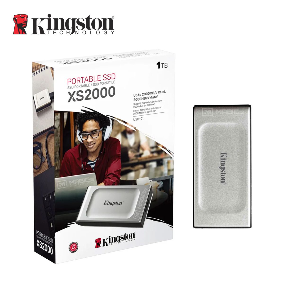 KINGSTON - Disco Sólido Externo Kingston XS2000 1TB - Plata - Portátil