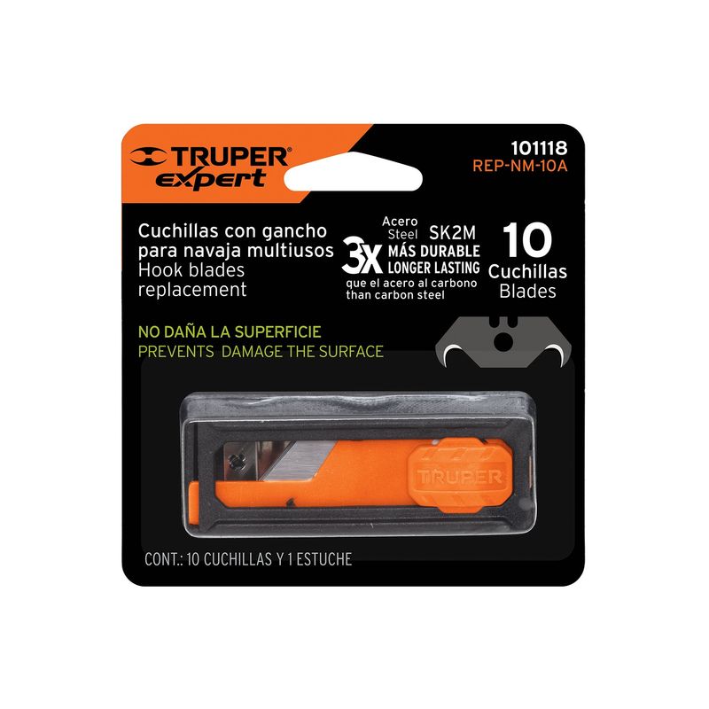 TRUPER - Cuchilla Cutter Hoja de 19mm Gancho x 10 Uni 101118 Truper Expert