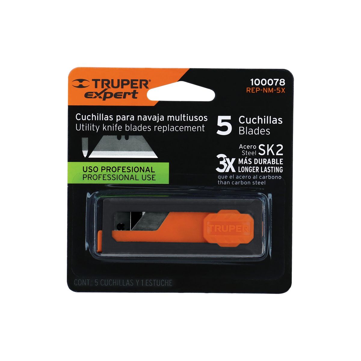TRUPER - Cuchilla Cutter Hoja de 19mm Profesional x 5 Uni 100078 Truper Expert