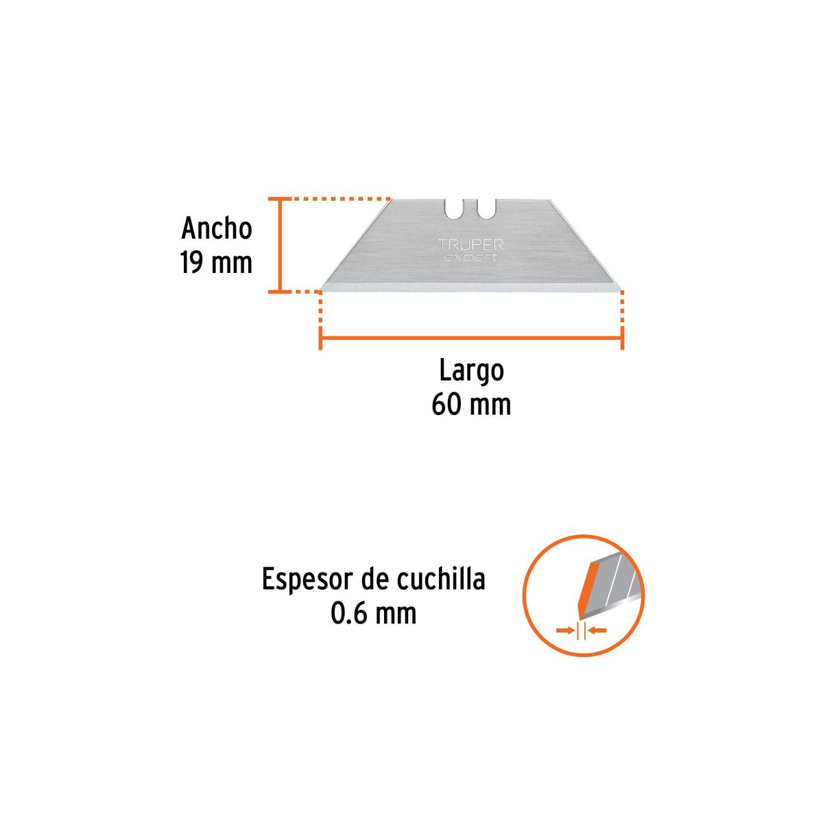TRUPER - Cuchilla Cutter Hoja de 19mm Acero ASK4 x 5 Uni 16953 Truper
