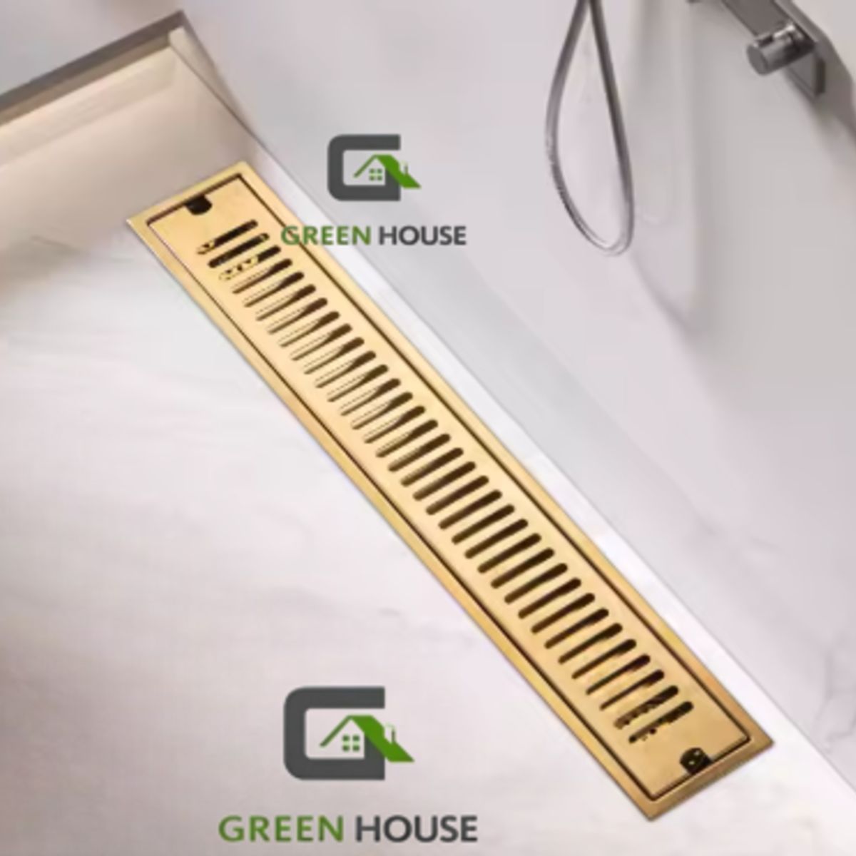 GREEN HOUSE - SUMIDERO DE ACERO SUS 304 RECTANGULAR 10 x 20 CM DORADO