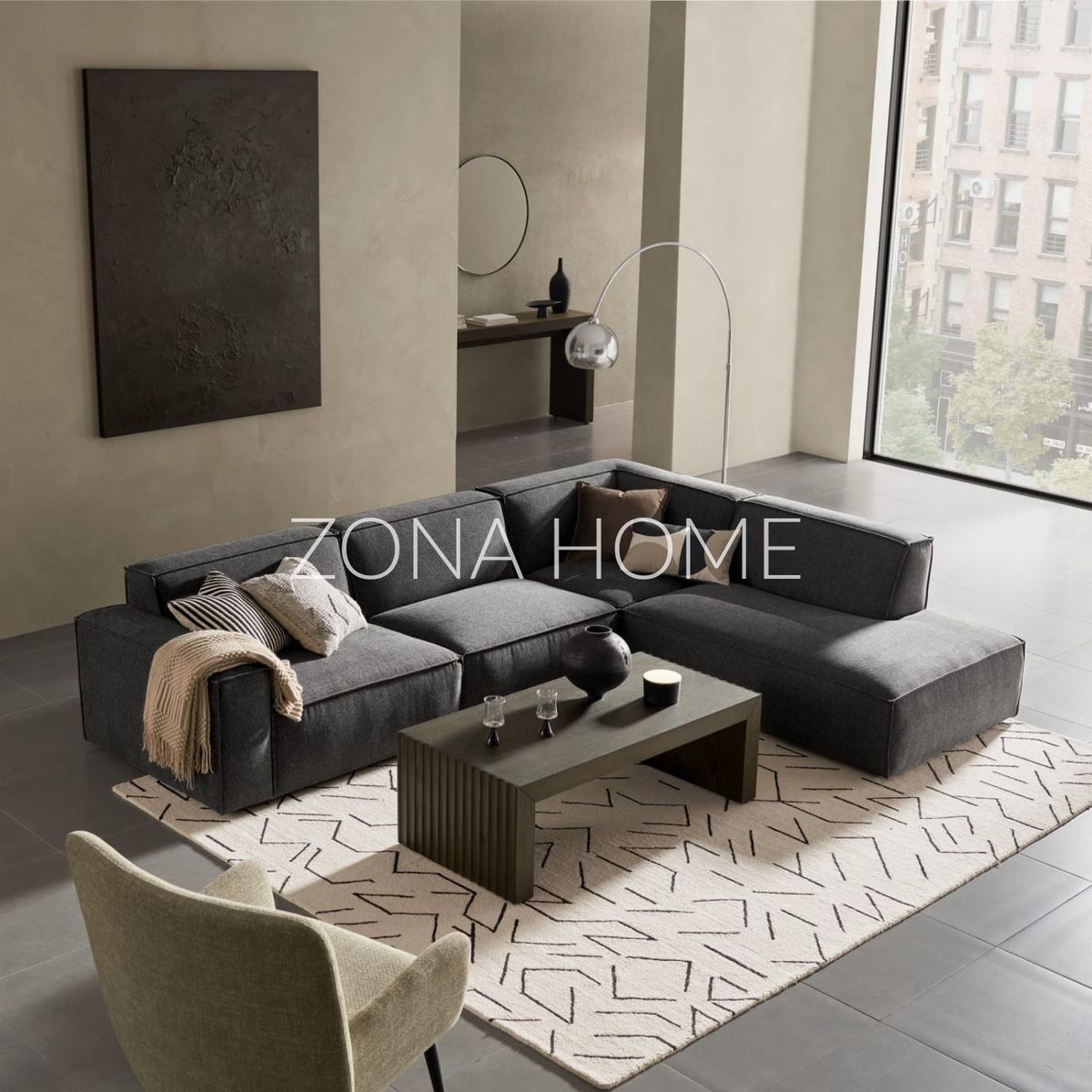 GENERICO - Seccional Barcelona 3 Cuerpos Derecho En L - Gris Oscuro