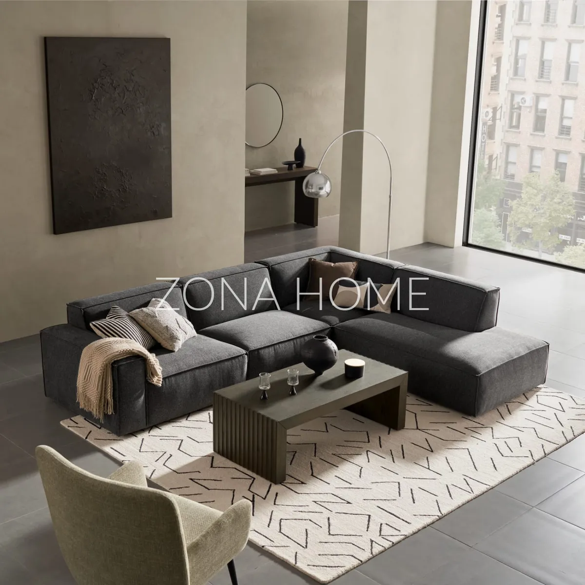 GENERICO - Seccional Barcelona 3 Cuerpos Derecho En L - Gris Oscuro