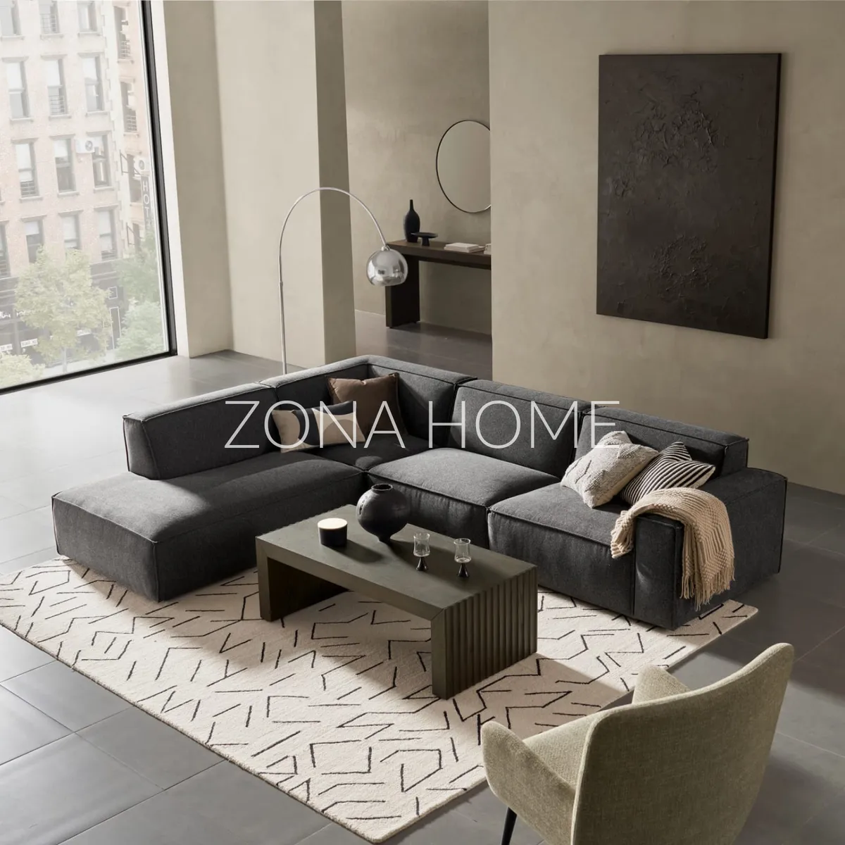 GENERICO - Seccional Barcelona 3 Cuerpos Izquierdo En L - Gris Oscuro