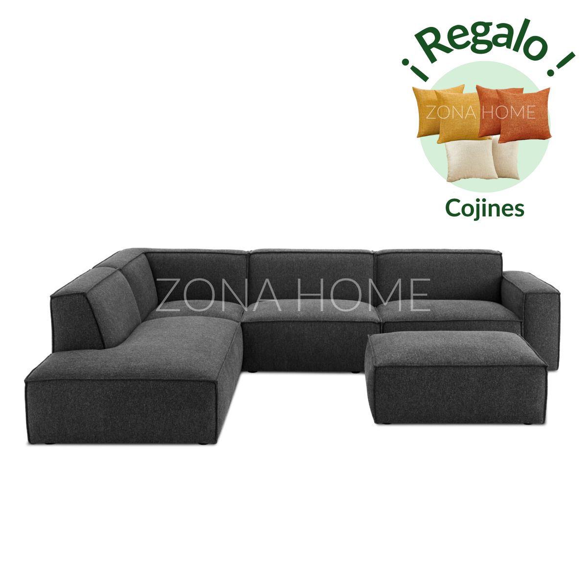 GENERICO - Seccional Barcelona 3 Cuerpos Izquierdo En L - Gris Oscuro