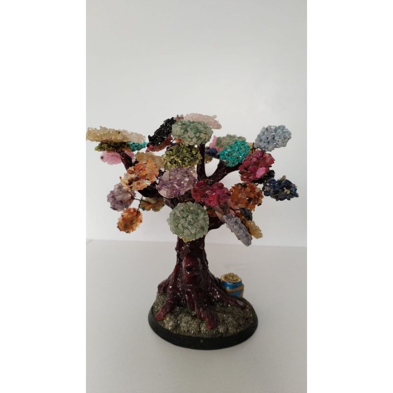 GENERICO - ARBOLITO  DE LOS DESEOS  BONSAI GRANDE CON PIEDRAS DE CUARZO 25CM