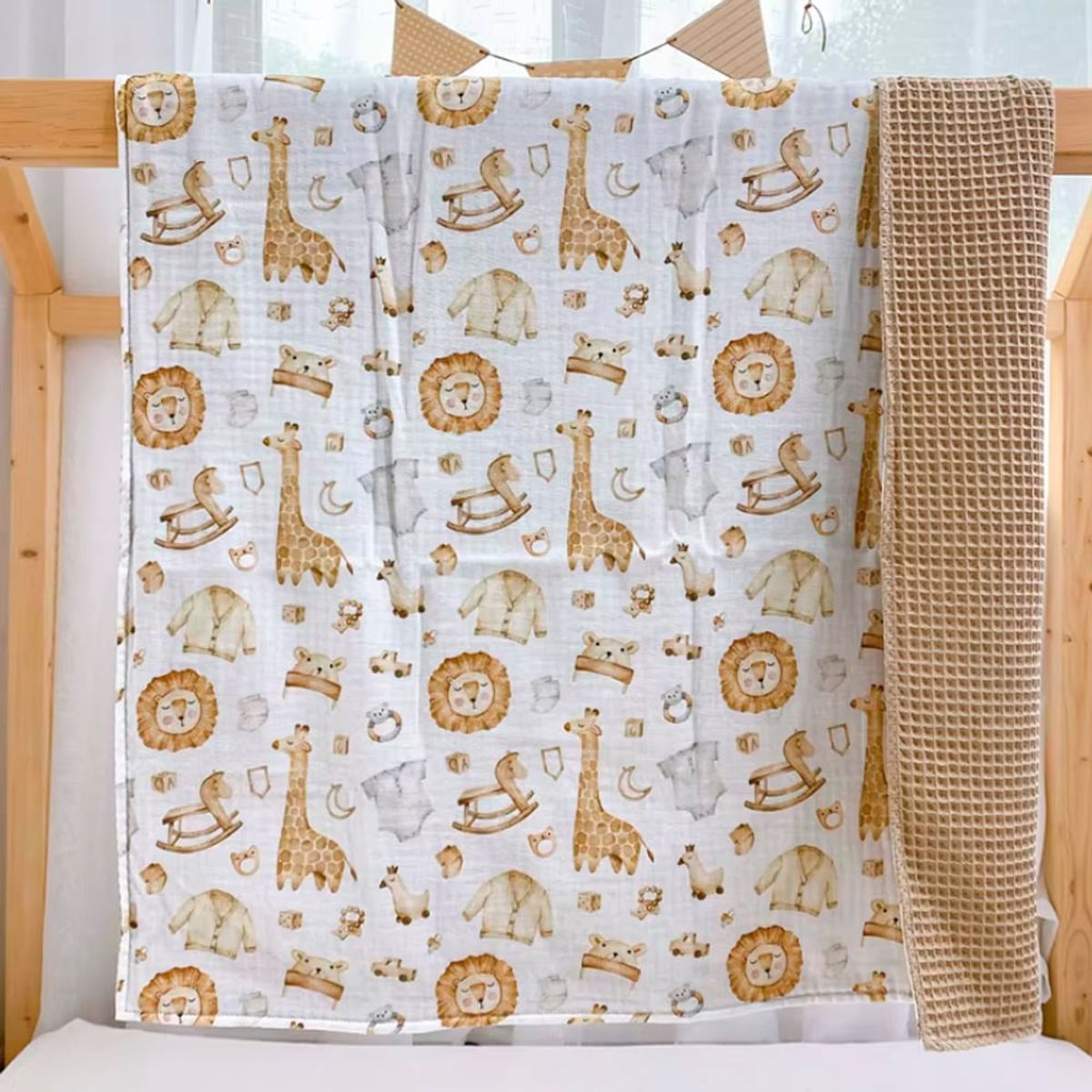 GENERICO - Muselina 4 Capas Bambú y Algodón Waffle 120 x 160 cm