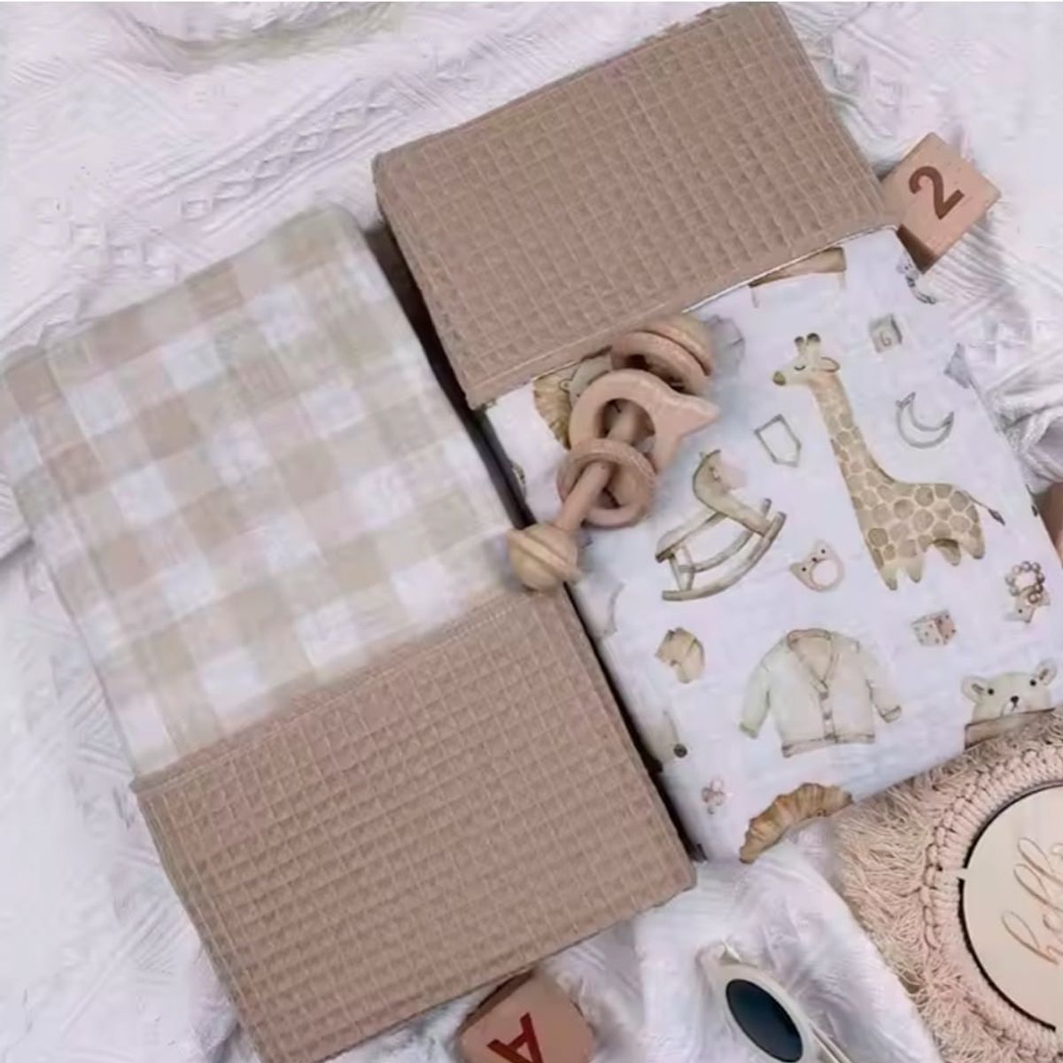 GENERICO - Muselina 4 Capas Bambú y Algodón Waffle 120 x 160 cm