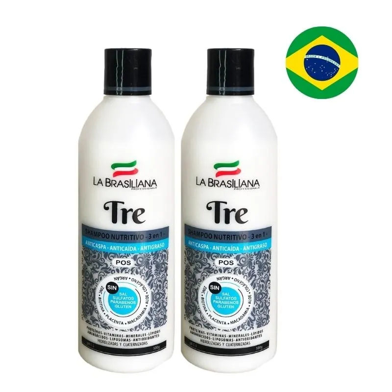 LA BRASILIANA - Shampoo Tre Pos 500gr 2 Unidades - La Brasiliana