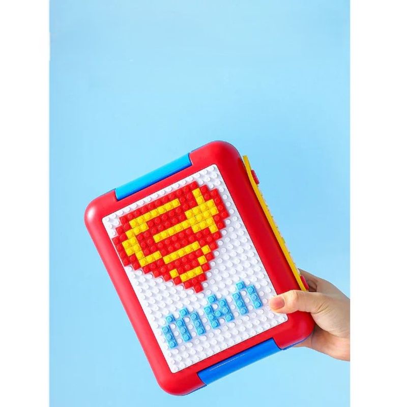 GENERICO - Táper lonchera hermética de 4 div - 500 pcs de lego -Azul con rojo