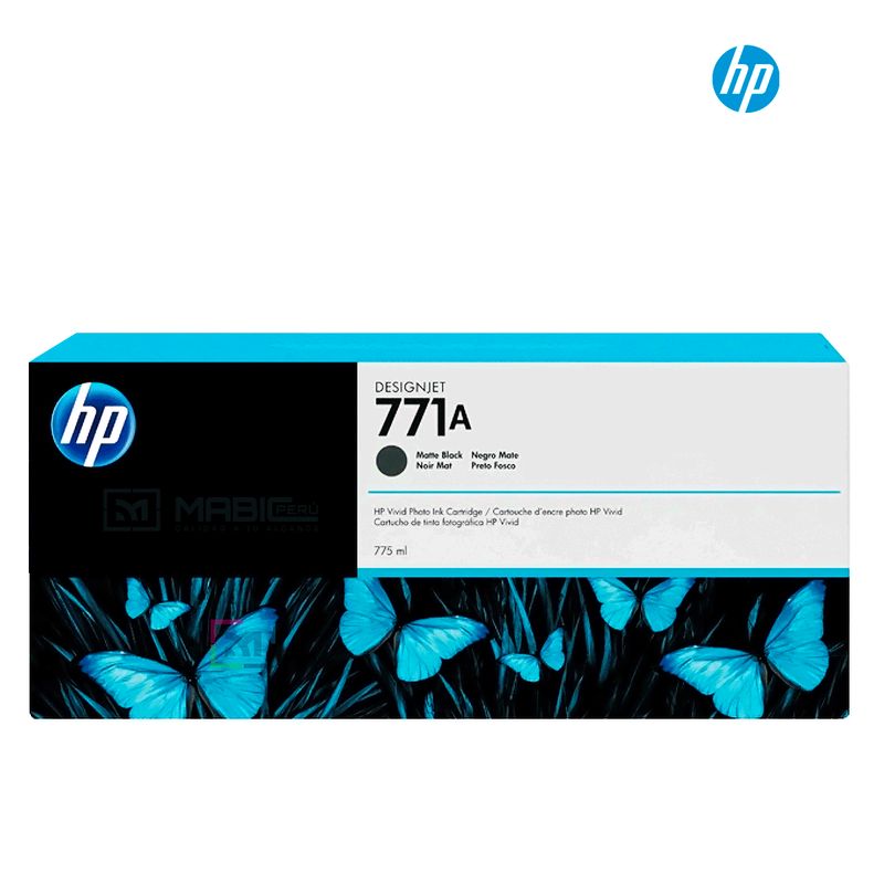 HP - Cartucho de Tinta HP 771A Negro Mate B6Y15A Original