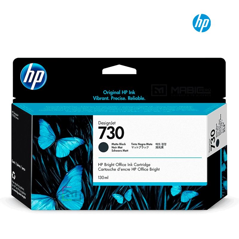 HP - Cartucho de Tinta HP 730 Negro Mate P2V65A Original