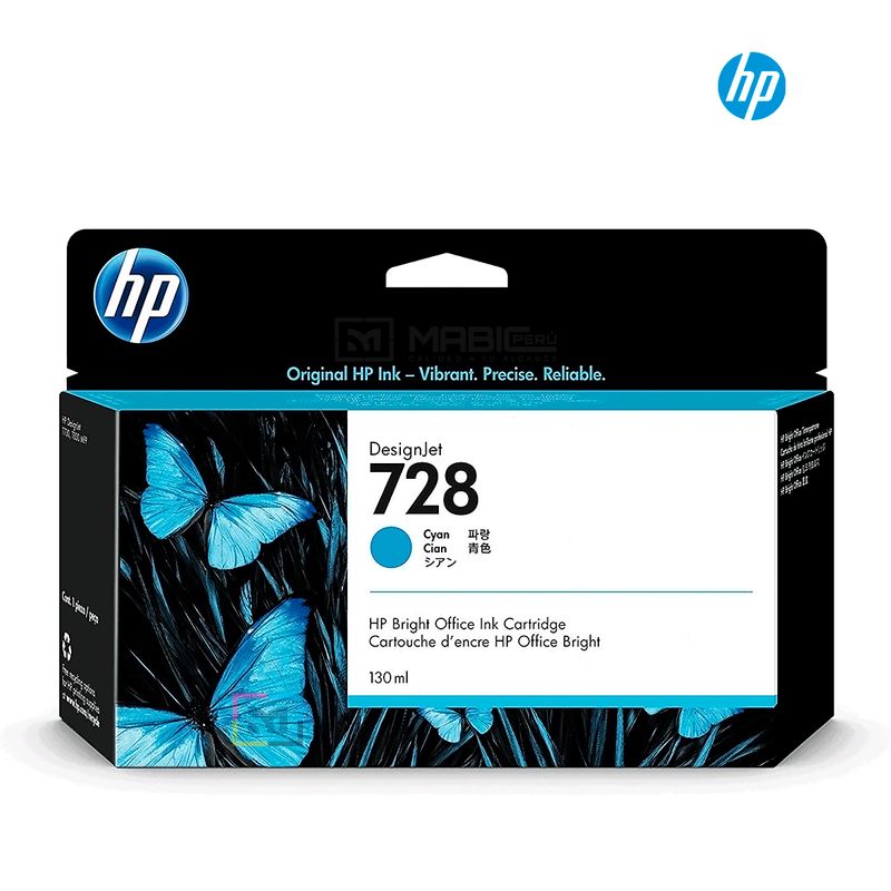HP - Cartucho de Tinta HP 728 Cian F9J67A Original