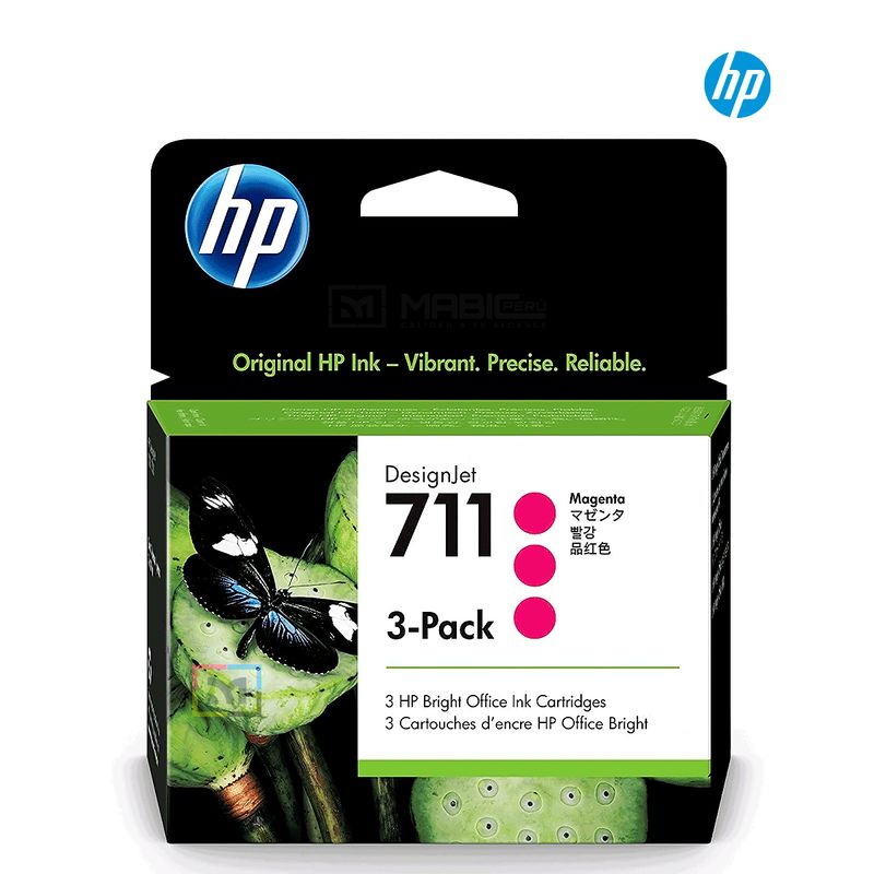 HP - Cartucho de Tinta HP 711 Magenta (3) TriPack CZ135A Original - 29ml