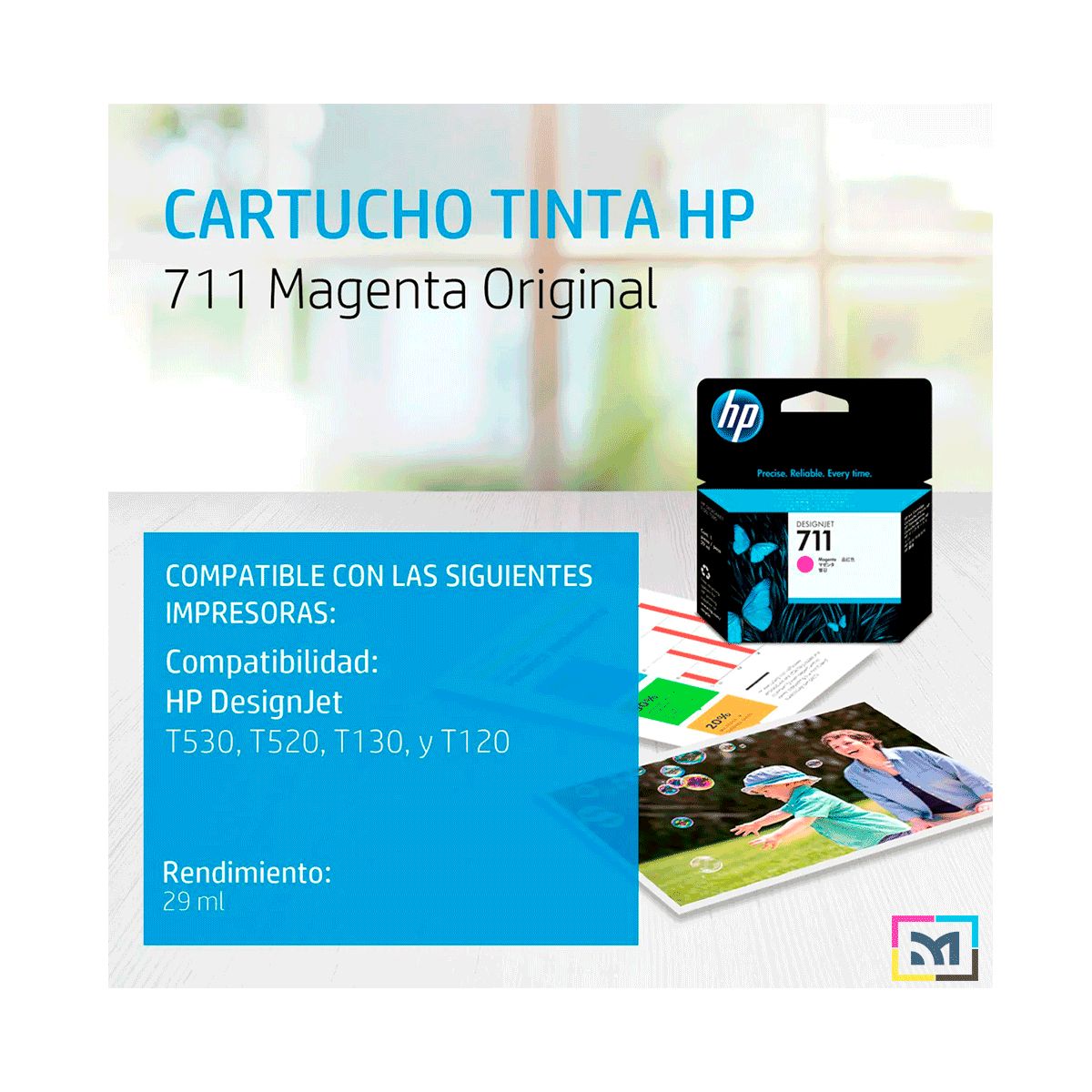 HP - Cartucho de Tinta HP 711 Magenta CZ131A Original - 29ml