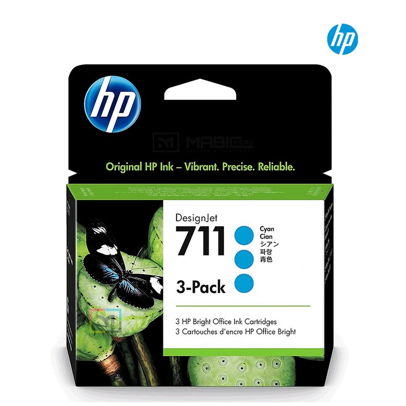 HP - Cartucho de Tinta HP 711 Cian (3) TriPack CZ134A Original - 29ml