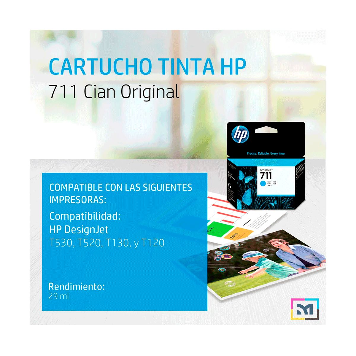 HP - Cartucho de Tinta HP 711 Cian CZ130A Original - 29ml