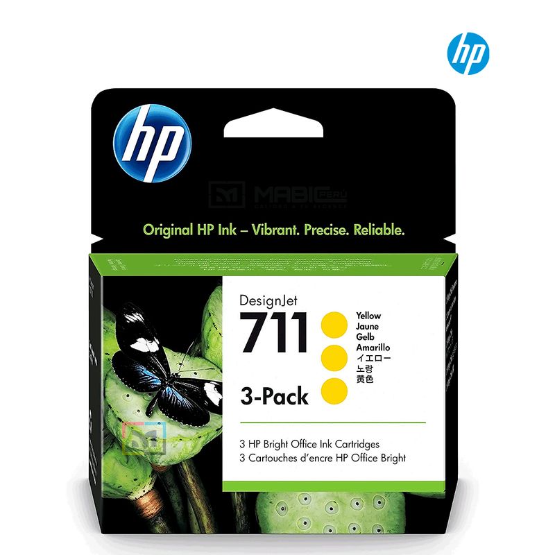 HP - Cartucho de Tinta HP 711 Amarillo (3) TriPack CZ136A Original - 29ml